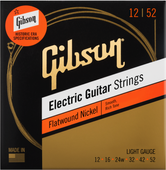 GIBSON Flatwound Electric Light – Jeu de cordes guitare électrique 12-16-24w-32-42-52