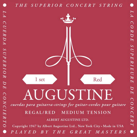 Jeu de cordes pour guitare classique AUGUSTINE Regal Rouge – Tirant Normal – Crystal Nylon / Filé Argent