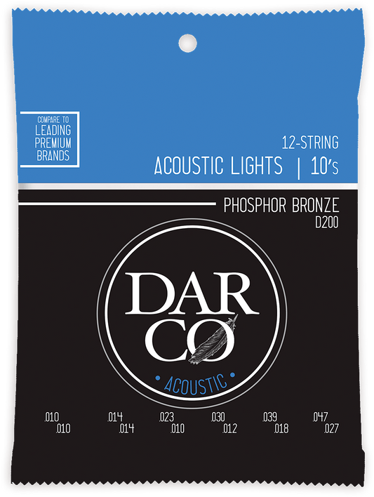 Jeu de cordes acoustique DARCO D200 – 12 cordes – Phosphore Bronze Light