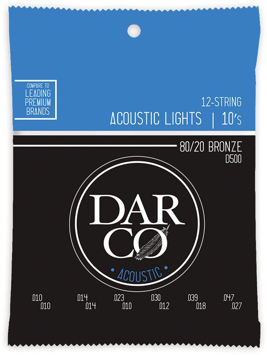 JEU DE CORDES GUITARE ACOUSTIQUE 12 cordes DARCO D500 - LIGHT 10-47 BRONZE