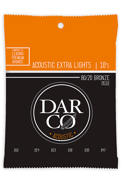 Jeu de cordes guitare acoustique Darco D510 Extra Light 10-47 Bronze