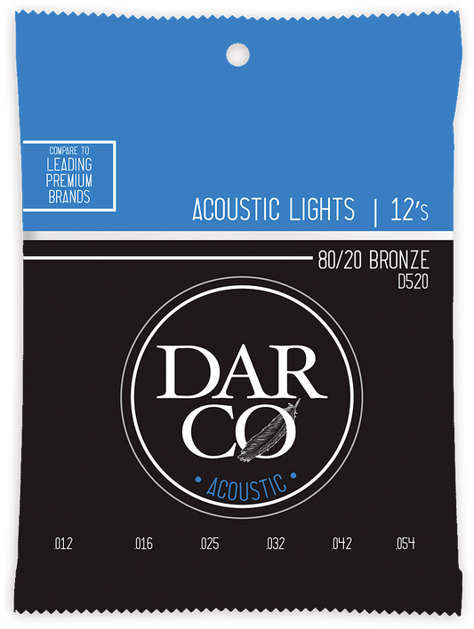 Jeu de cordes guitare acoustique Darco D520 Light 12-54 Bronze