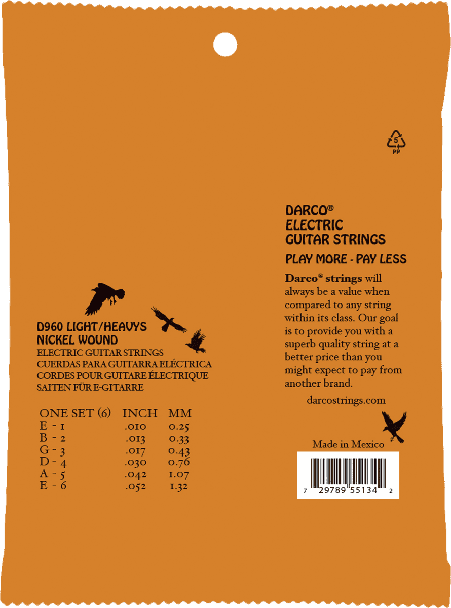 Jeu de cordes guitare électrique DARCO D960 – Light/Heavy