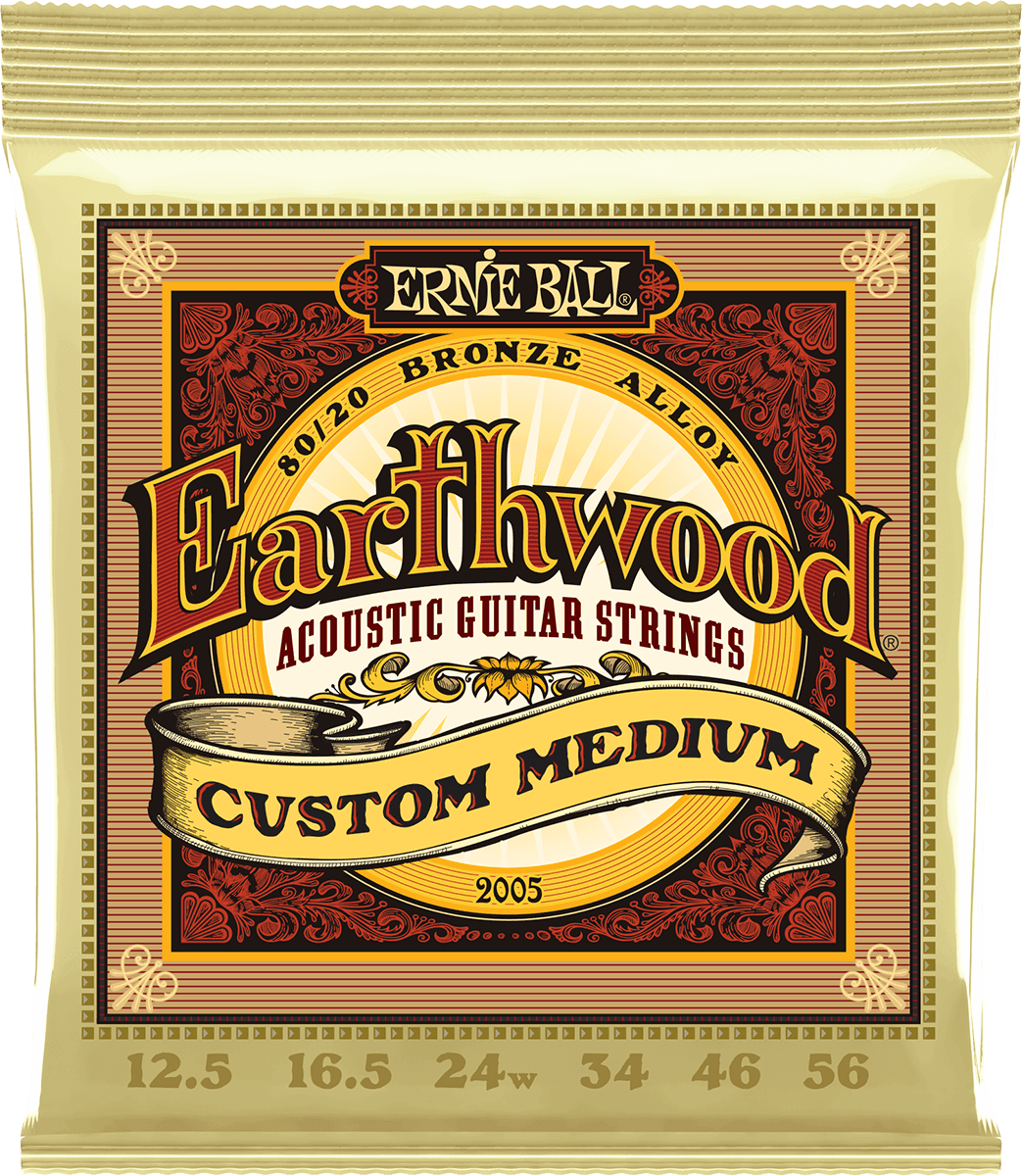 Jeu de cordes ERNIE BALL 2005 Earthwood Bronze – guitare acoustique – Medium Custom 12.5-56