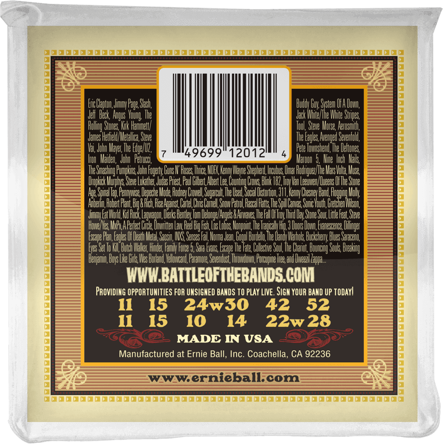 Jeu de cordes ERNIE BALL 2012 Earthwood – guitare acoustique 12 cordes – Medium 11-52