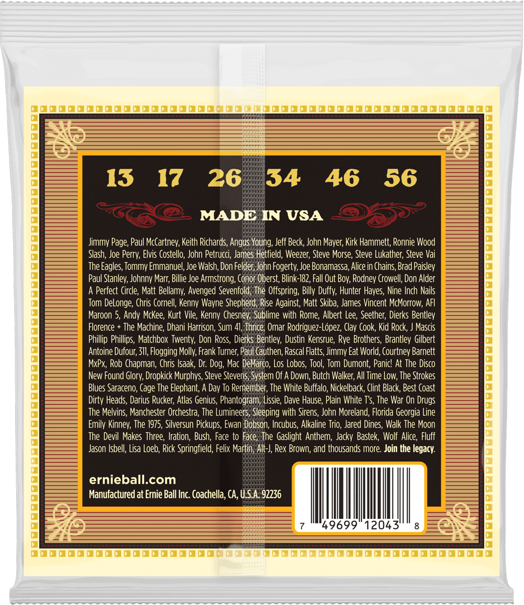 Jeu de cordes ERNIE BALL 2043 Earthwood Bronze – guitare acoustique – Silk & Steel Regular 13-56