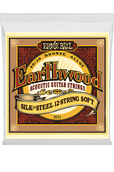 Jeu de cordes ERNIE BALL 2051 Earthwood – guitare acoustique 12 cordes – Silk & Steel 9-46