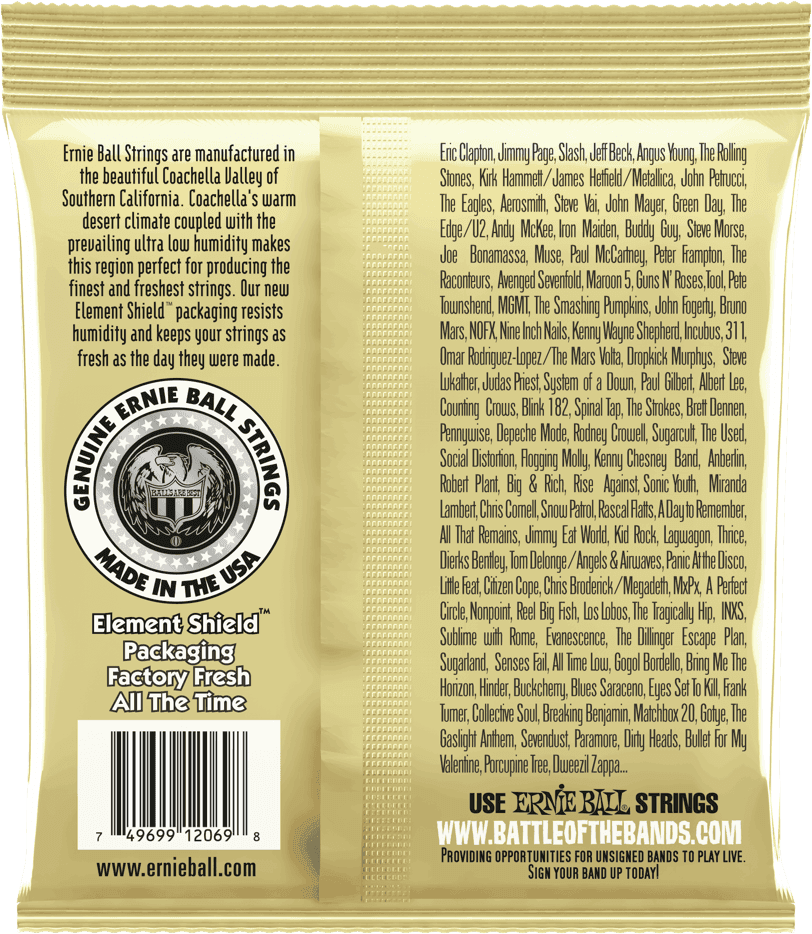 Jeu de cordes ERNIE BALL 2069 Earthwood – guitare acoustique 12 cordes – Folk Nylon 28-42