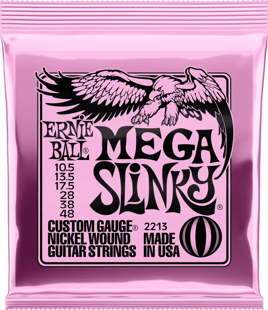 ERNIE BALL 2213 MEGA SLINKY - JEU DE CORDES GUITARE ELECTRIQUE 10.5-48