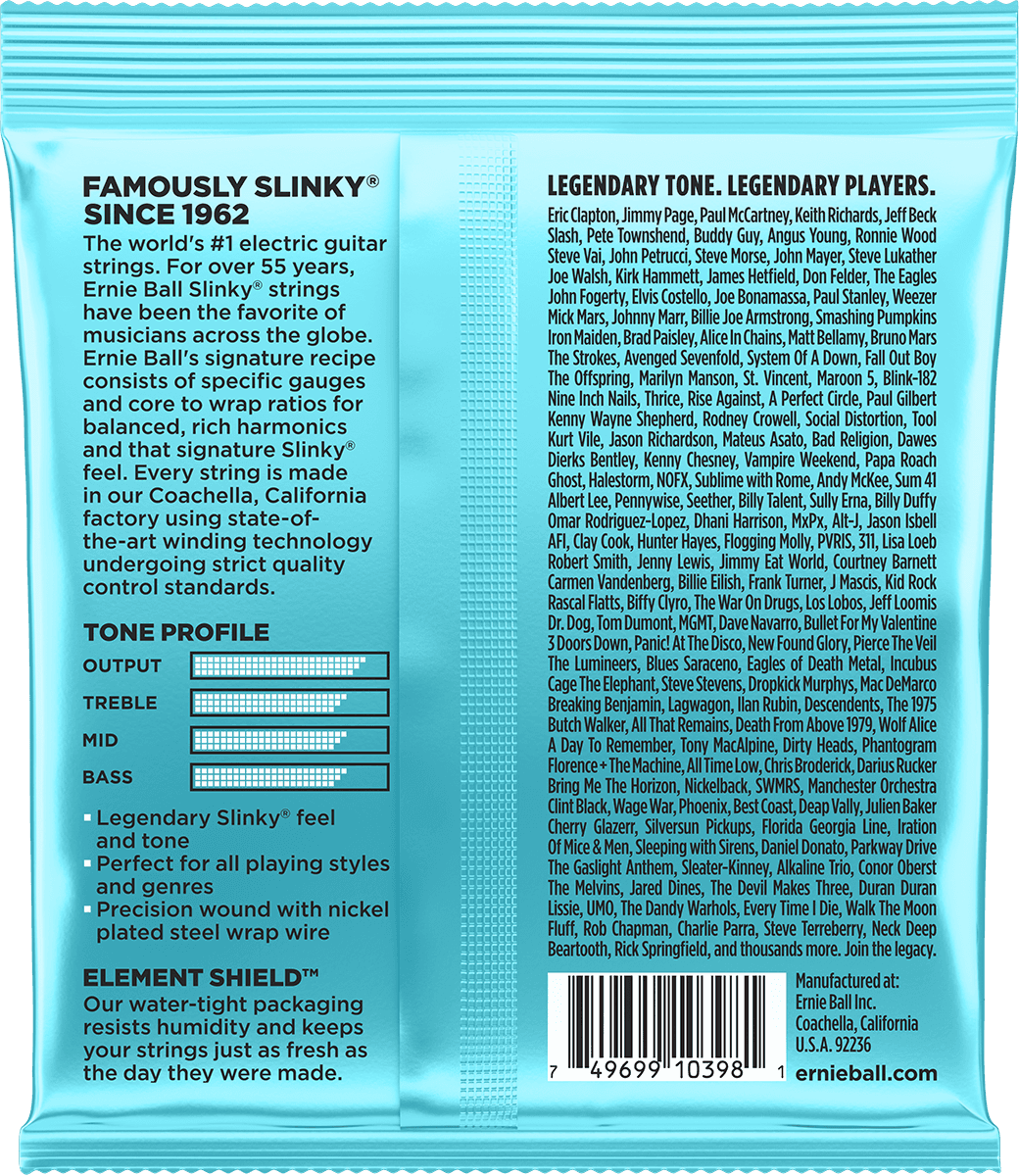ERNIE BALL 2228 MIGHTY SLINKY - JEU DE CORDES GUITARE ELECTRIQUE 8.5 - 40