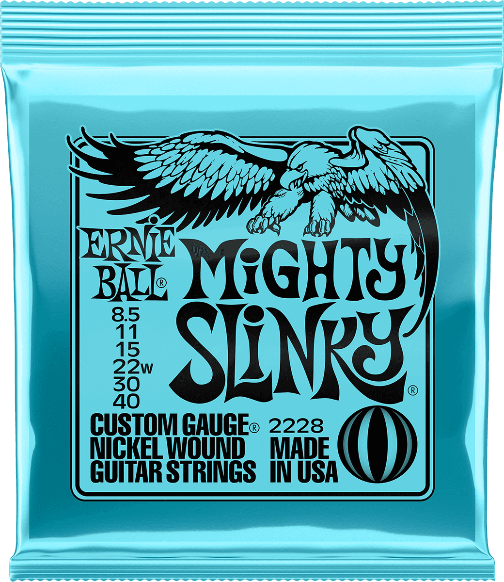 ERNIE BALL 2228 MIGHTY SLINKY - JEU DE CORDES GUITARE ELECTRIQUE 8.5 - 40