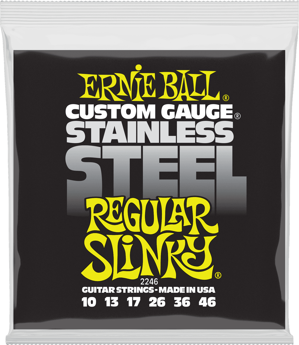 ERNIE BALL 2246 Regular Slinky Stainless Steel 10-46 – Jeu de cordes guitare électrique