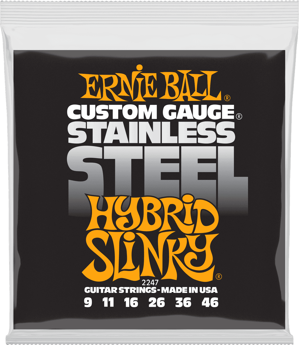 ERNIE BALL 2247 Hybrid Slinky Stainless Steel 9-46 – Jeu de cordes guitare électrique