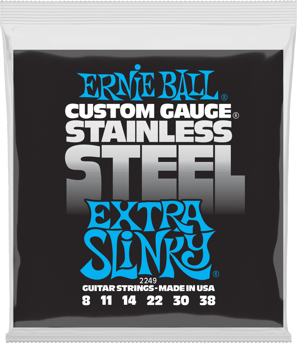 ERNIE BALL 2249 Extra Slinky Stainless Steel 8-38 – Jeu de cordes guitare électrique
