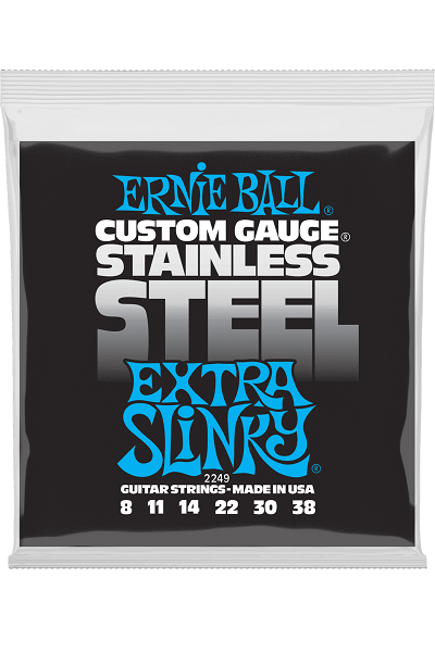 ERNIE BALL 2249 Extra Slinky Stainless Steel 8-38 – Jeu de cordes guitare électrique