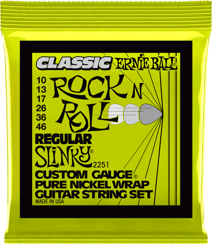 ERNIE BALL 2251 Regular Slinky Classic Rock’n’Roll 10-46 – Jeu de cordes guitare électrique