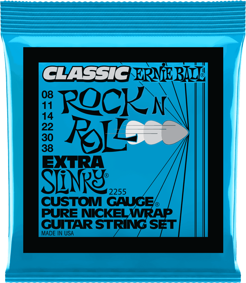 ERNIE BALL 2255 Extra Slinky Classic Rock ’n’ Roll 8-38 – Jeu de cordes guitare électrique