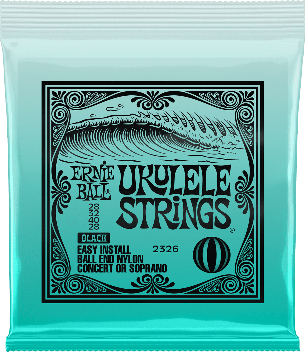 ERNIE BALL 2326 Nylon noir à boule 28-32-40-28 – Jeu de cordes pour ukulélé soprano ou concert