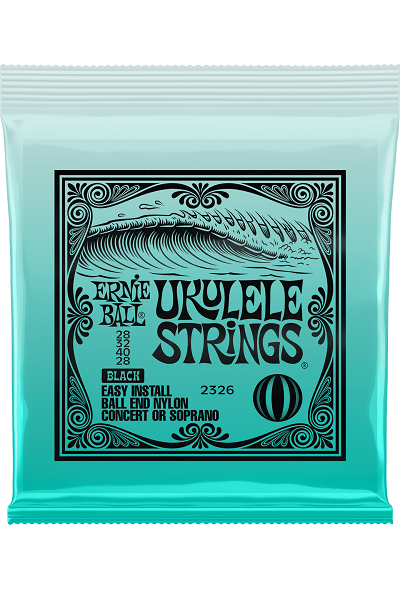 ERNIE BALL 2326 Nylon noir à boule 28-32-40-28 – Jeu de cordes pour ukulélé soprano ou concert