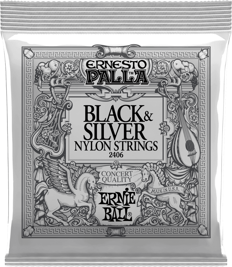Jeu de cordes ERNIE BALL 2406 Nylon noir / métal argenté – guitare classique