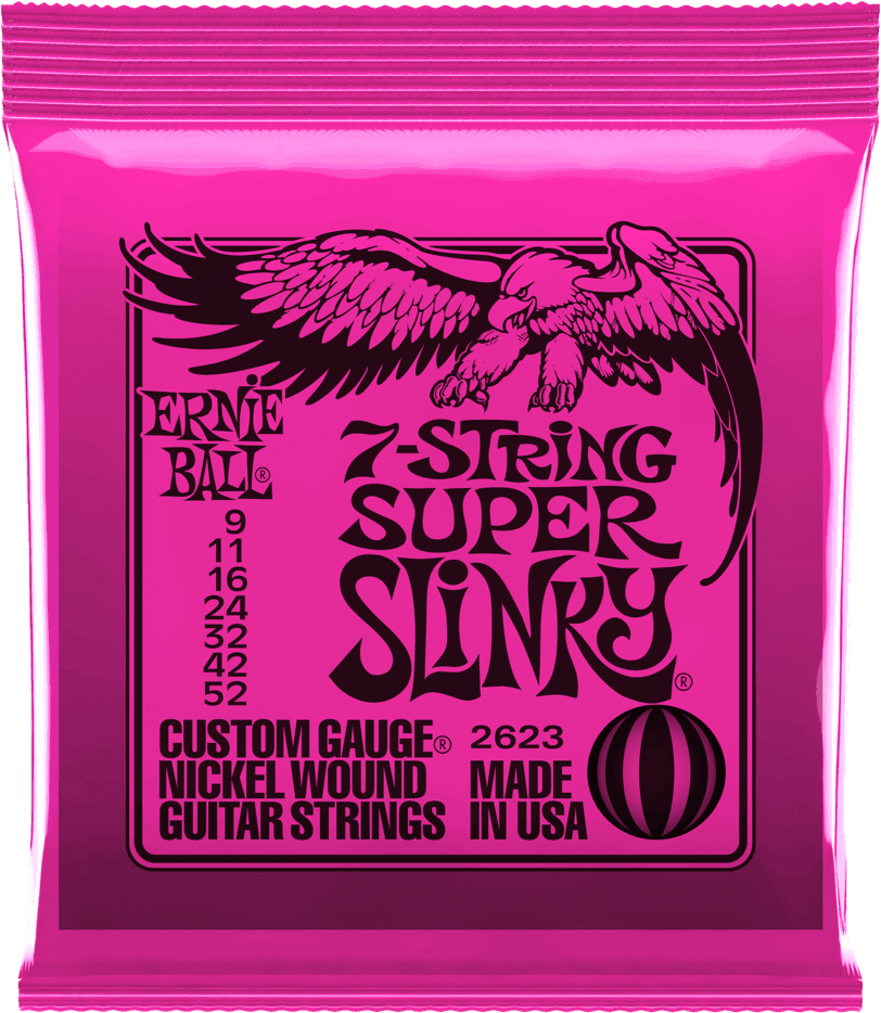 ERNIE BALL 2623 SUPER SLINKY - JEU DE CORDES GUITARE ELECTRIQUE 7 CORDES 9-52