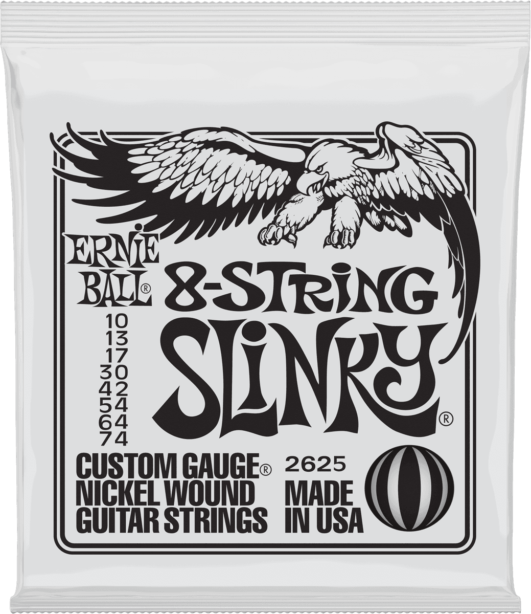 ERNIE BALL 2625 8 CORDES SLINKY - JEU DE CORDES GUITARE ELECTRIQUE 10-74
