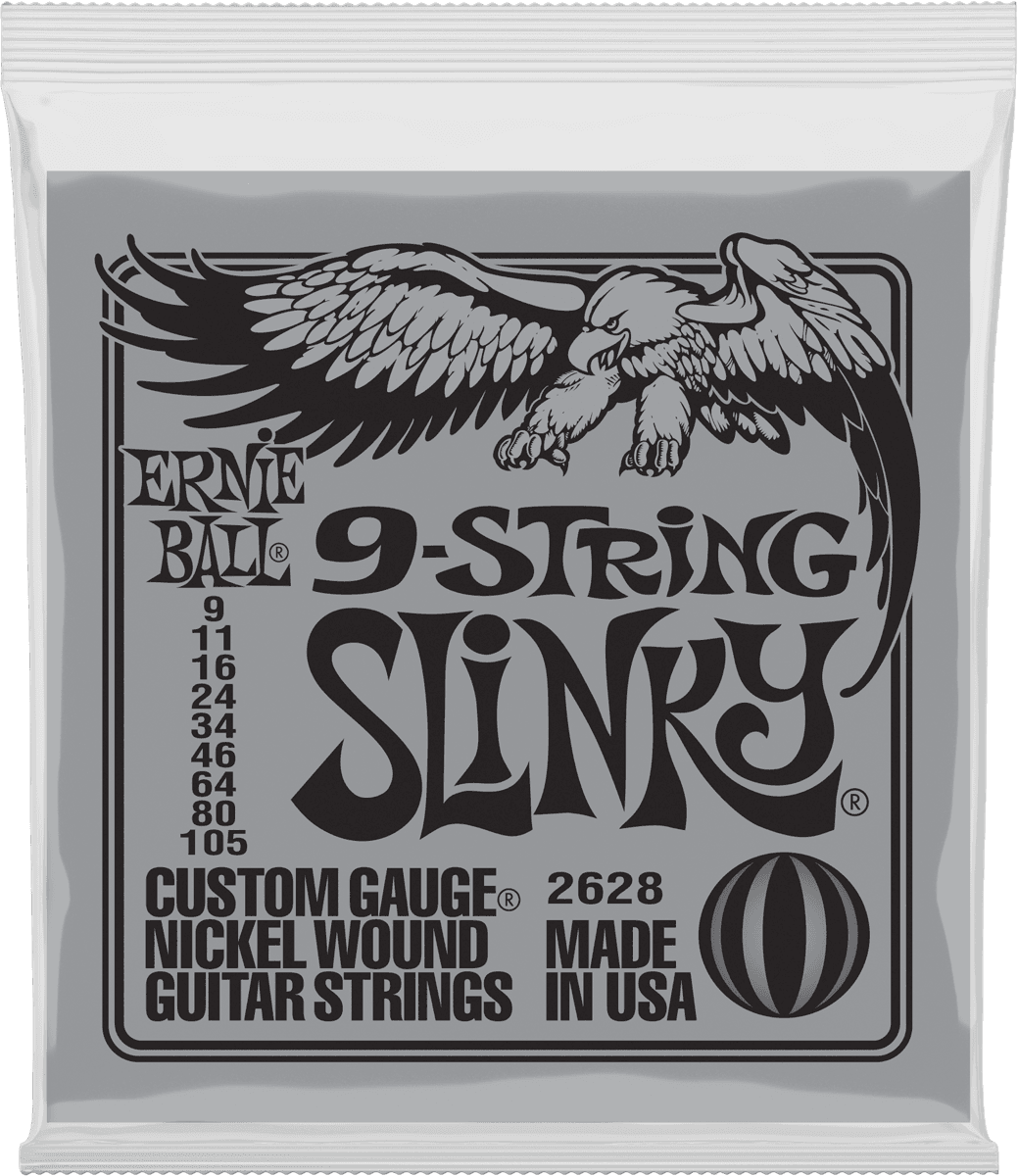 ERNIE BALL 2628 9 CORDES SLINKY - JEU DE CORDES GUITARE ELECTRIQUE 9 - 105