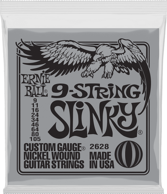 ERNIE BALL 2628 9 CORDES SLINKY - JEU DE CORDES GUITARE ELECTRIQUE 9 - 105