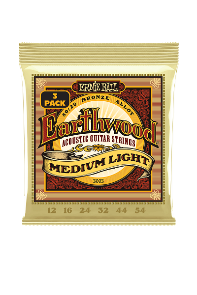 ERNIE BALL Earthwood 3003 Bronze – Pack de 3 jeux de cordes guitare acoustique Medium Light 12-16-24w-32-44-54
