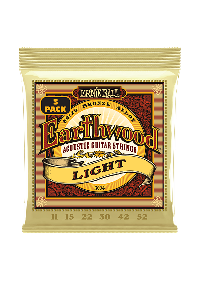 ERNIE BALL Earthwood 3004 – Pack de 3 jeux de cordes guitare acoustique bronze Light 11-15-22w-30-42-52