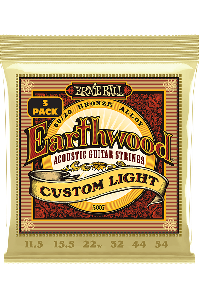 ERNIE BALL Earthwood 3007 Bronze – Custom Light 11,5-54 – Pack de 3 jeux de cordes guitare acoustique