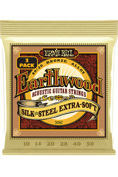 ERNIE BALL Earthwood 3047 Silk & Steel Extra Soft 10-50 – Pack de 3 jeux de cordes guitare acoustique