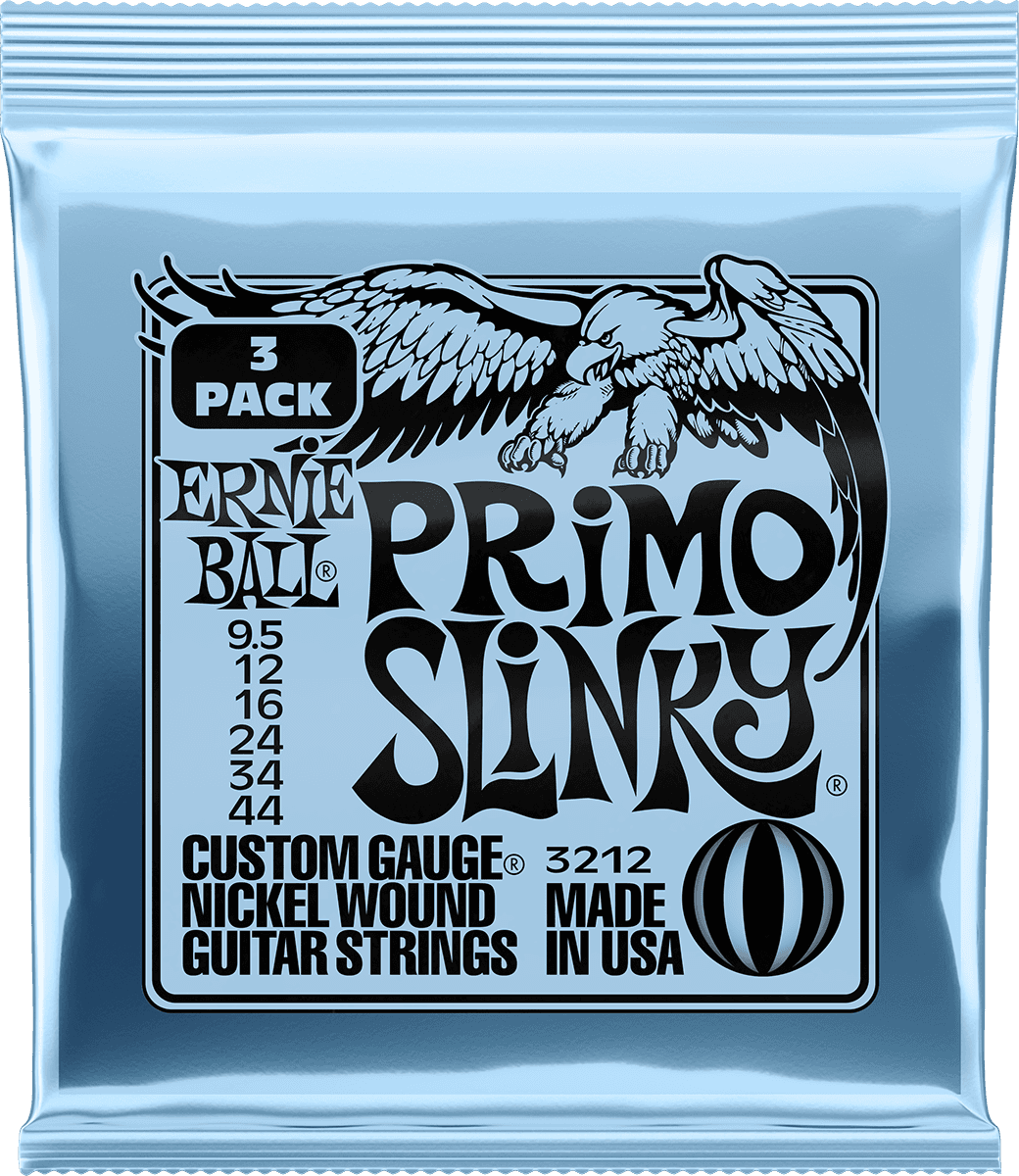 ERNIE BALL 3212 PACK DE 3 JEUX PRIMO SLINKY - JEU DE CORDES GUITARE ELECTRIQUE 9.5-44
