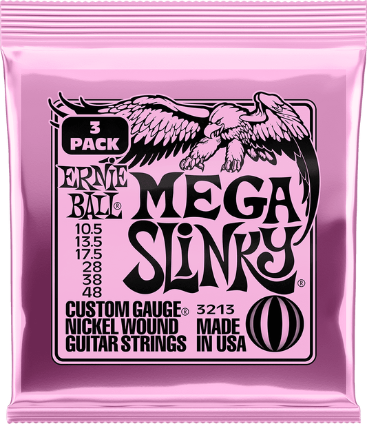 ERNIE BALL 3213 PACK DE 3 JEUX MEGA SLINKY - JEU DE CORDES GUITARE ELECTRIQUE 10.5-48
