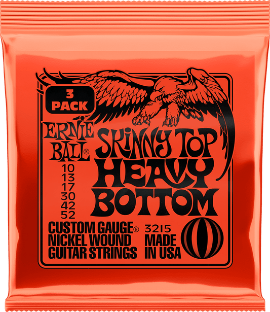 ERNIE BALL 3215 PACK DE 3 JEUX SKINNY TOP HEAVY BOTTOM - JEU DE CORDES GUITARE ELECTRIQUE 10-52