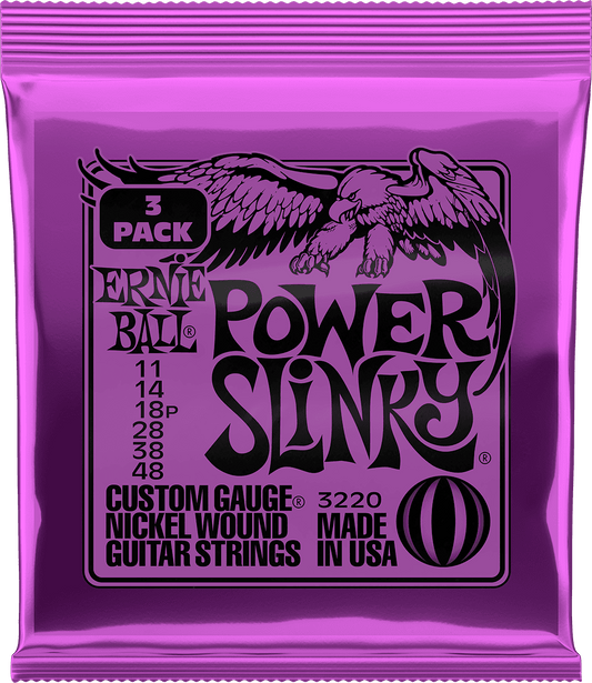ERNIE BALL 3220 PACK DE 3 JEUX POWER SLINKY - JEU DE CORDES GUITARE ELECTRIQUE 11-48