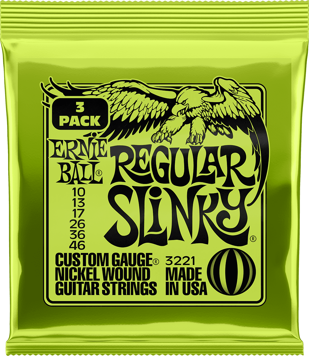 ERNIE BALL 3221 REGULAR SLINKY - PACK DE 3 JEUX CORDES GUITARE ELECTRIQUE 10-46
