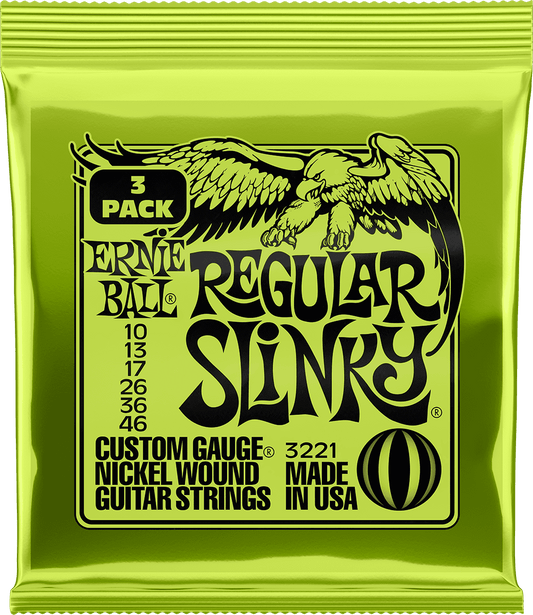 ERNIE BALL 3221 REGULAR SLINKY - PACK DE 3 JEUX CORDES GUITARE ELECTRIQUE 10-46