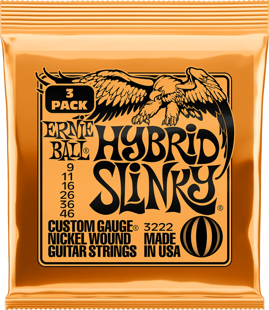 ERNIE BALL 3222 PACK DE 3 JEUX HYBRID SLINKY - JEU DE CORDES GUITARE ELECTRIQUE 9-46