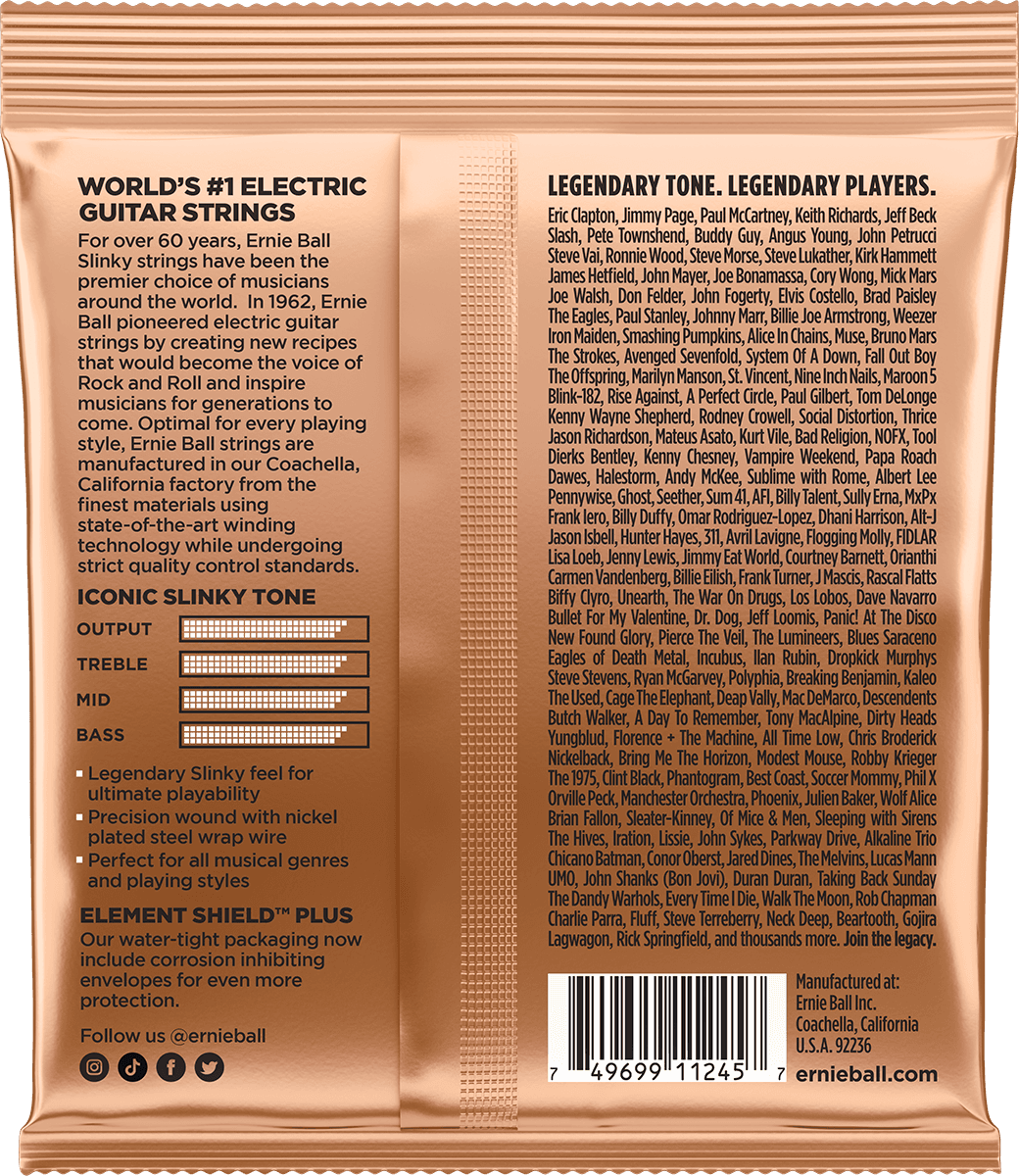 ERNIE BALL 3224 PACK DE 3 JEUX TURBO SLINKY - JEU DE CORDES GUITARE ELECTRIQUE 9.5 - 46