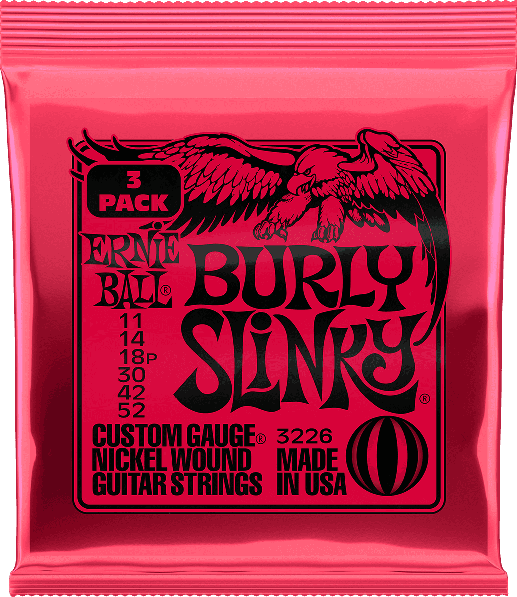 ERNIE BALL 3226 PACK DE 3 JEUX BURLY SLINKY - JEU DE CORDES GUITARE ELECTRIQUE 11-52
