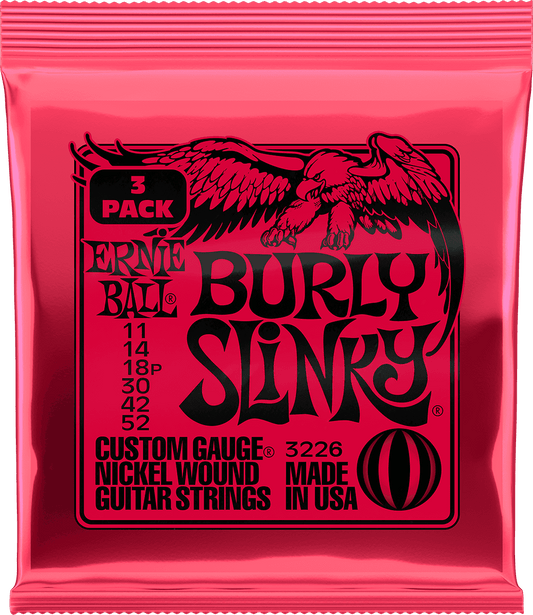 ERNIE BALL 3226 PACK DE 3 JEUX BURLY SLINKY - JEU DE CORDES GUITARE ELECTRIQUE 11-52