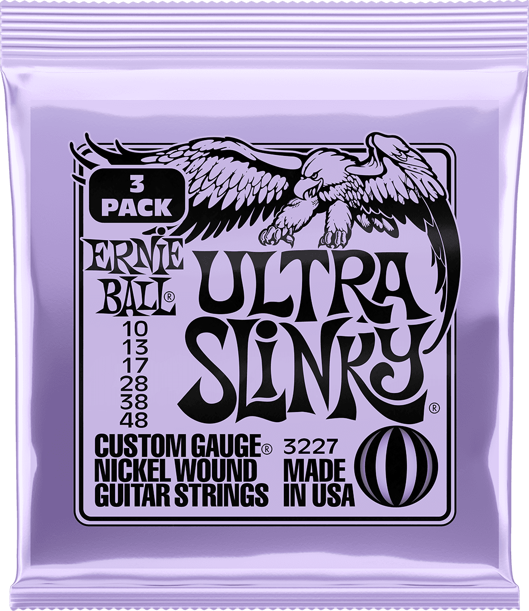 ERNIE BALL 3227 PACK DE 3 JEUX ULTRA SLINKY - JEU DE CORDES GUITARE ELECTRIQUE 10-48