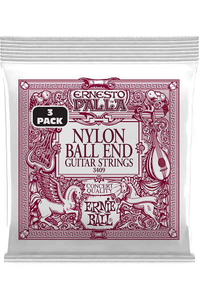ERNIE BALL 3409 Nylon noir – métal doré à boule – Pack de 3 jeux de cordes guitare classique