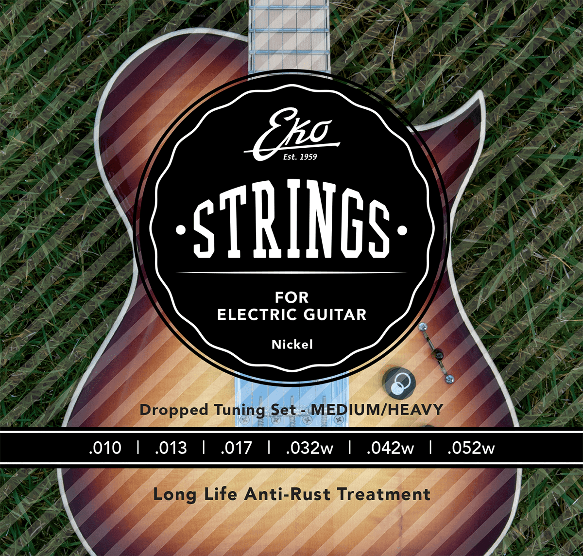 JEU DE CORDES GUITARE ELECTRIQUE HEAVY BOTTOM 10-52 EKO EL1052HB