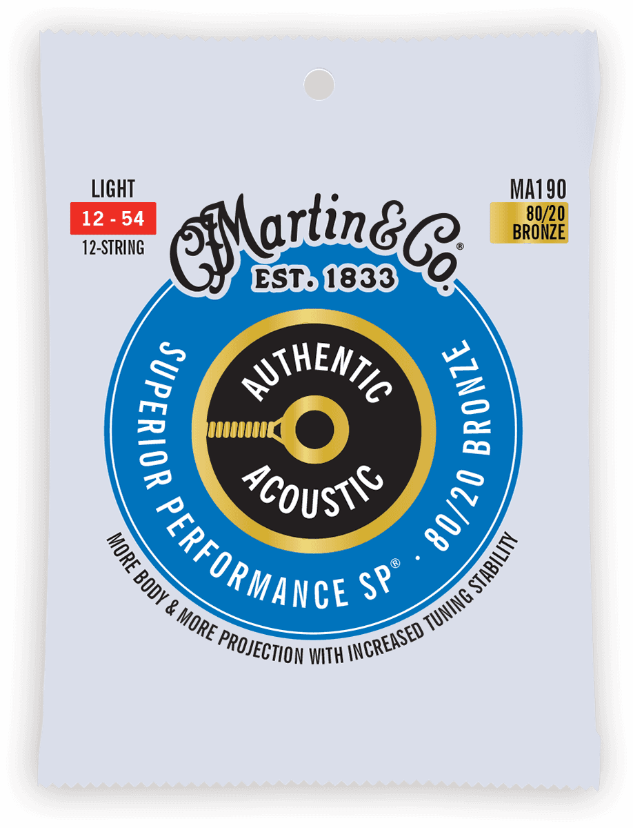JEU DE CORDES GUITARE ACOUSTIQUE 12 CORDES MARTIN AUTHENTIC SP LIGHT MA190