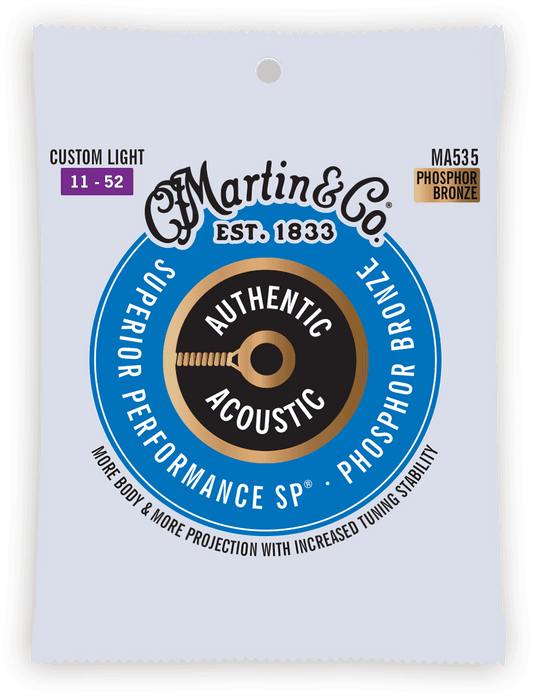 Jeu de cordes guitare acoustique Martin Authentic SP Phosphor Bronze MA535 – 11-52
