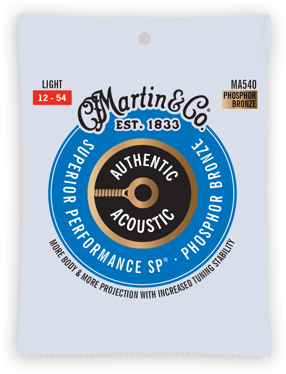 Jeu de cordes guitare acoustique Martin Authentic SP Phosphor Bronze MA540 – 12-54