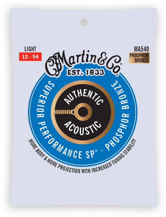 Jeu de cordes guitare acoustique Martin Authentic SP Phosphor Bronze MA540 – 12-54