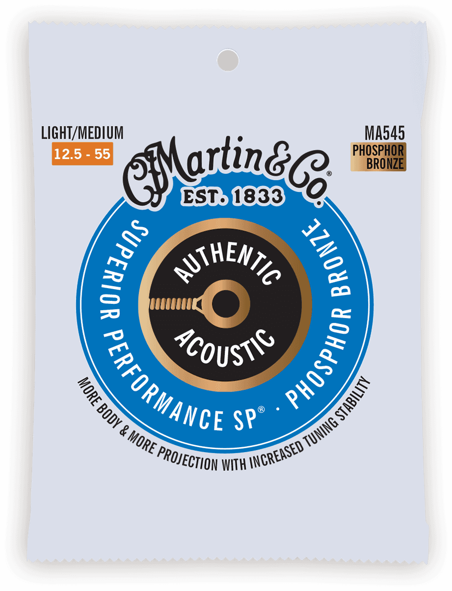 Jeu de cordes guitare acoustique Martin Authentic SP Phosphor Bronze MA545 – 12.5-55